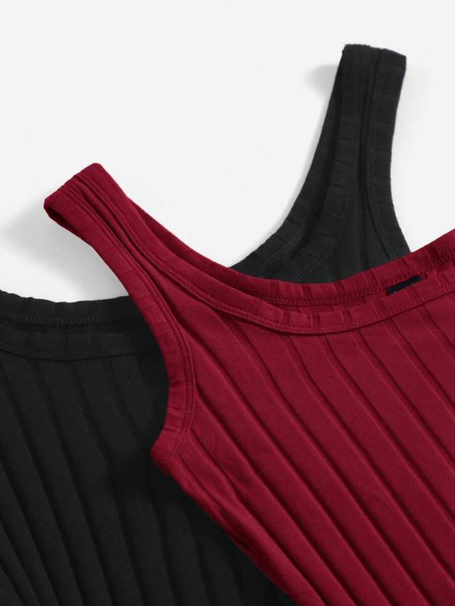 black ribbed knit tank dress in solid colors