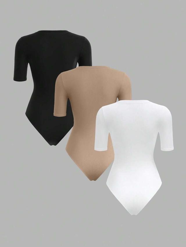 tan knit crew neck short sleeve fitted bodysuit