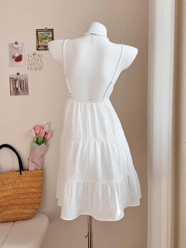 white cotton gauze tiered mini slip dress