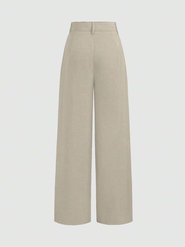 minimalist navy blue wide leg suit trousers