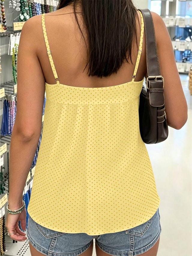 yellow polka dot casual camisole top