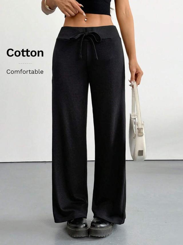 dark grey low-rise wide-leg knit sweatpants