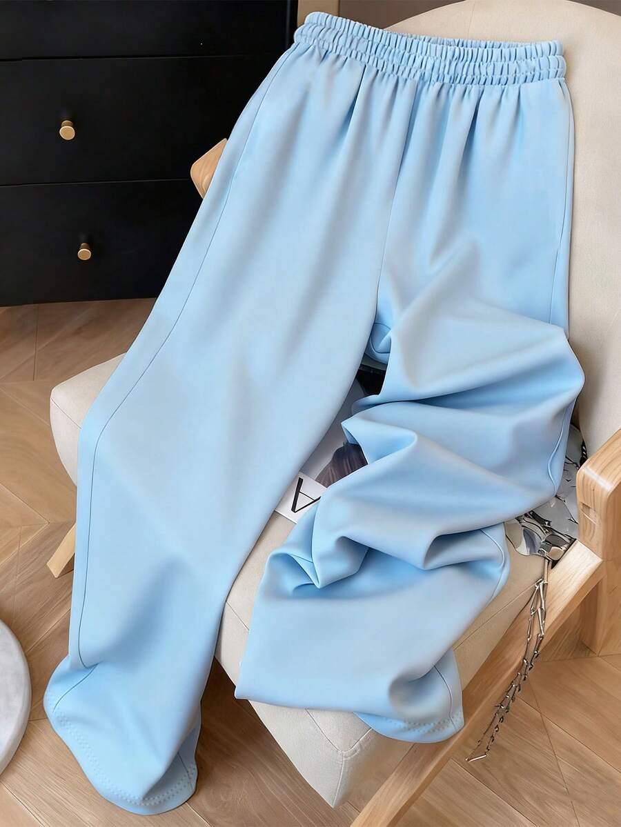 light blue floral print relaxed fit sweatpants