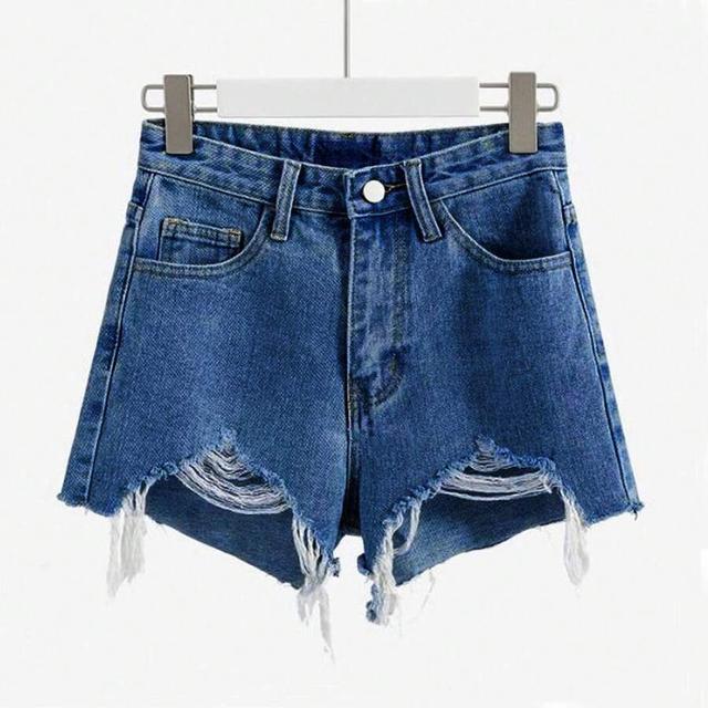 blue distressed denim shorts