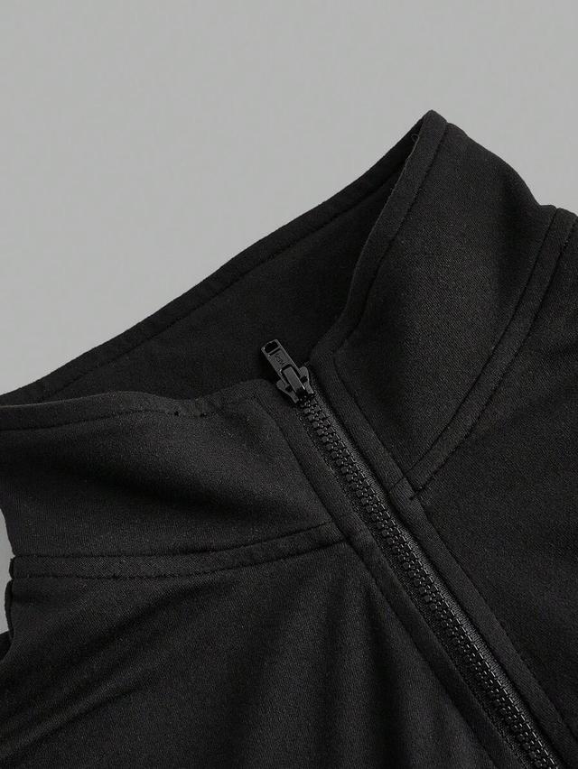dark grey minimalist knit zip-up long sleeve t-shirt