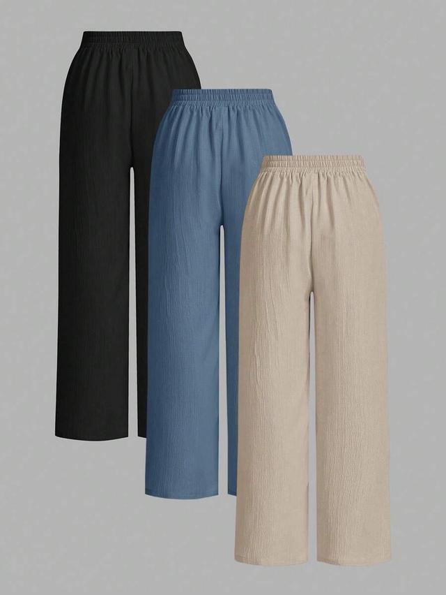 black waist-tie wide leg loose casual pants