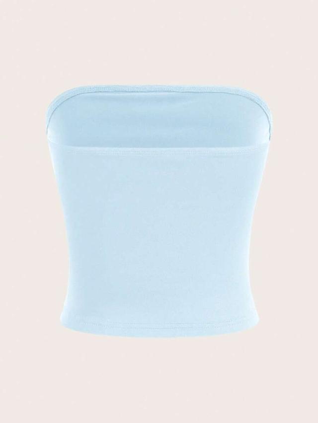 light blue cropped tube top camisole