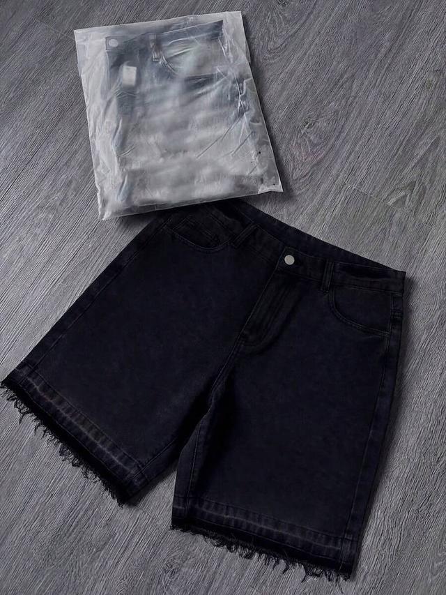 light blue raw hem loose wide leg shorts