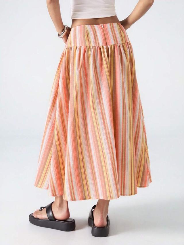 colorblock striped print casual mini skirt