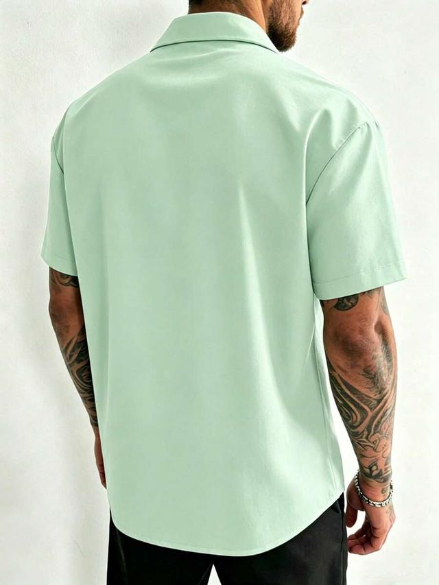 manfinity dauomo men's solid color short sleeve casual shirt