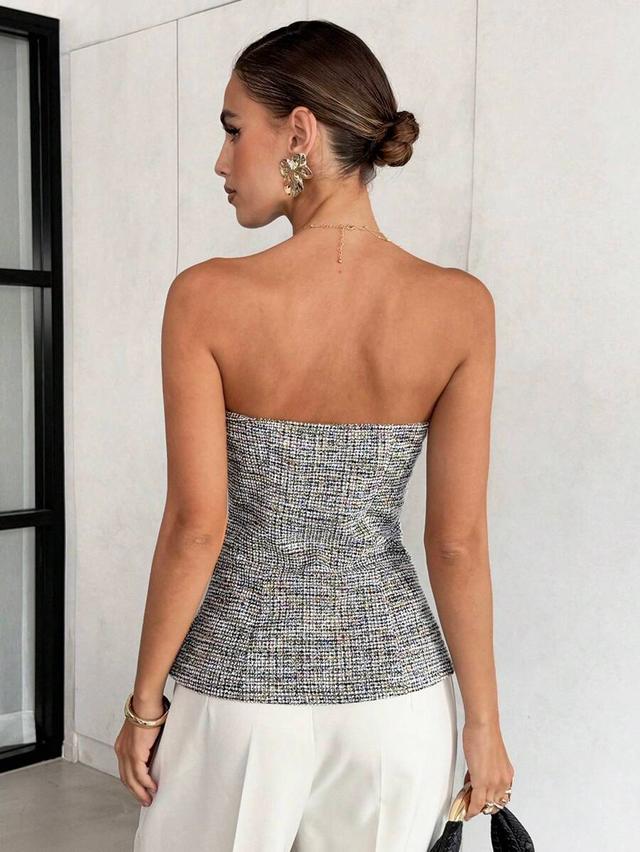 lavishia elegant mature gathered waist tube top grey