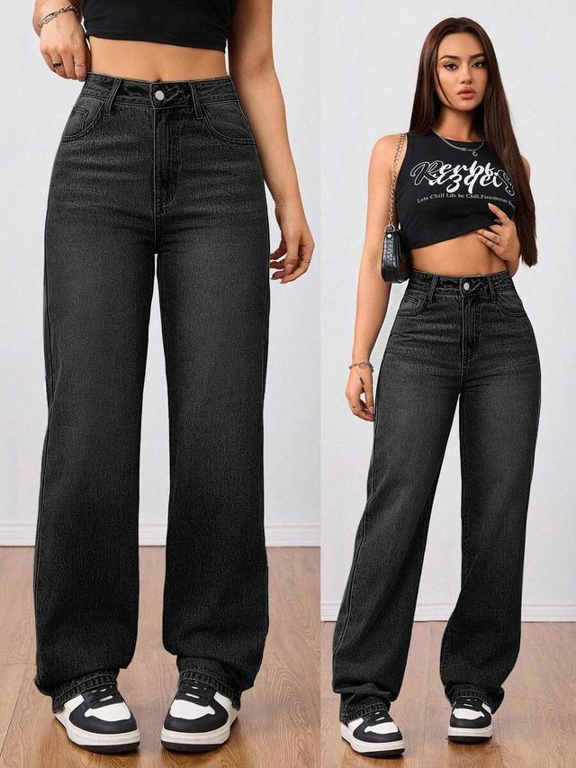 black high waist boyfriend denim jeans