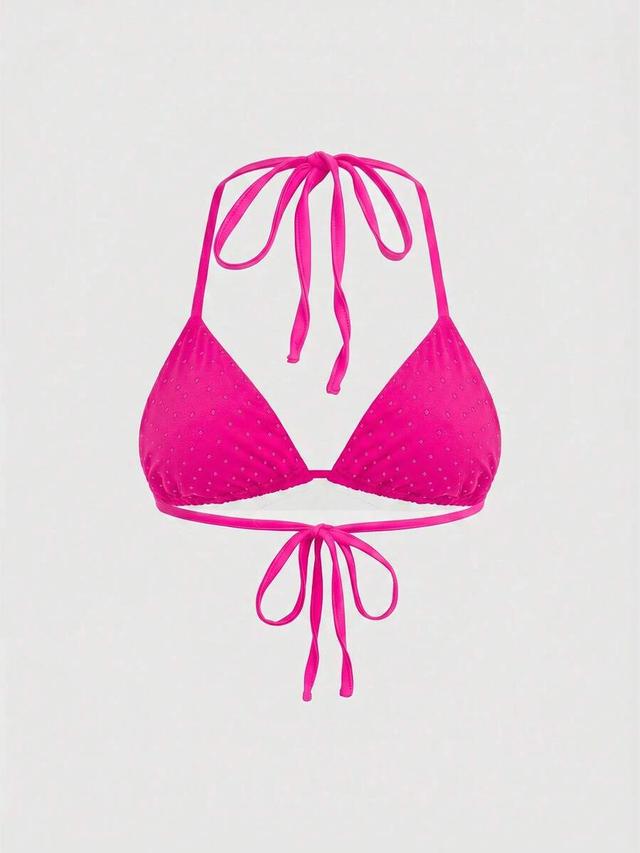 fuchsia rivet studded triangle bikini top