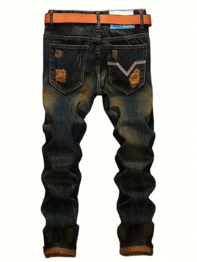 kkh men's straight slim motorcycle jeans halloween
