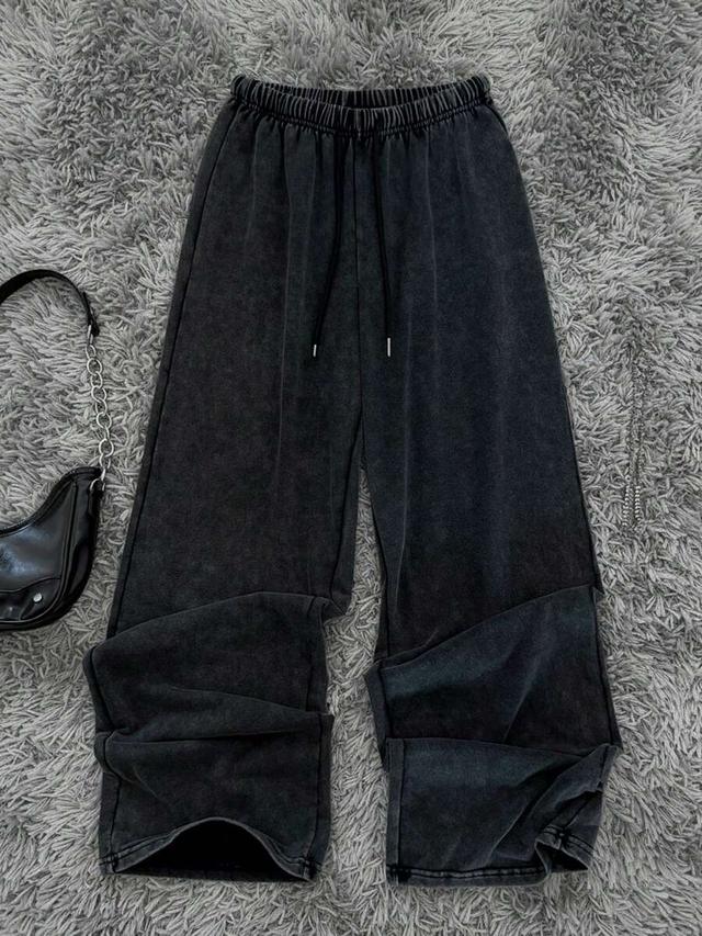 washed black relaxed fit straight leg sweatpants