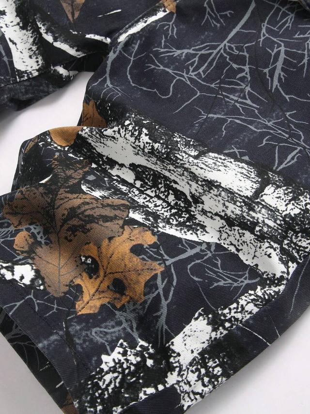 men's denim printed comfortable straight summer shorts