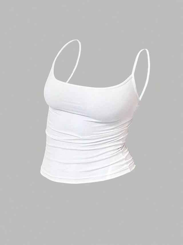 white mystaura women's solid color pleated fitted camisole