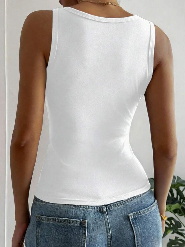 white basic cotton-feel tank top