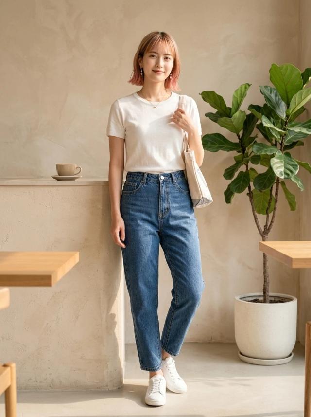 light blue high-waisted medium wash denim jeans