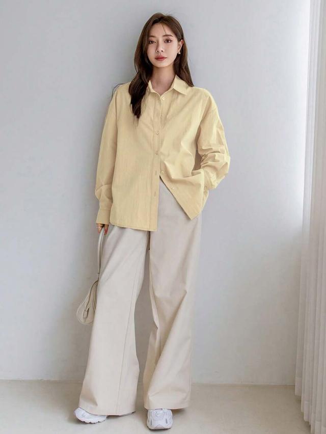 dazy-less women's long sleeve solid color business casual blouse