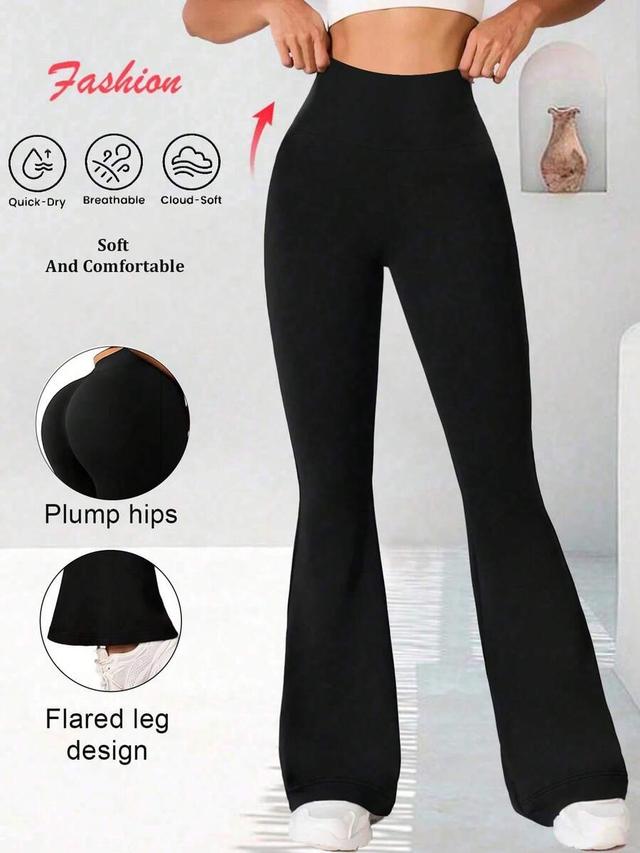 women's black high-waisted flare yoga pants