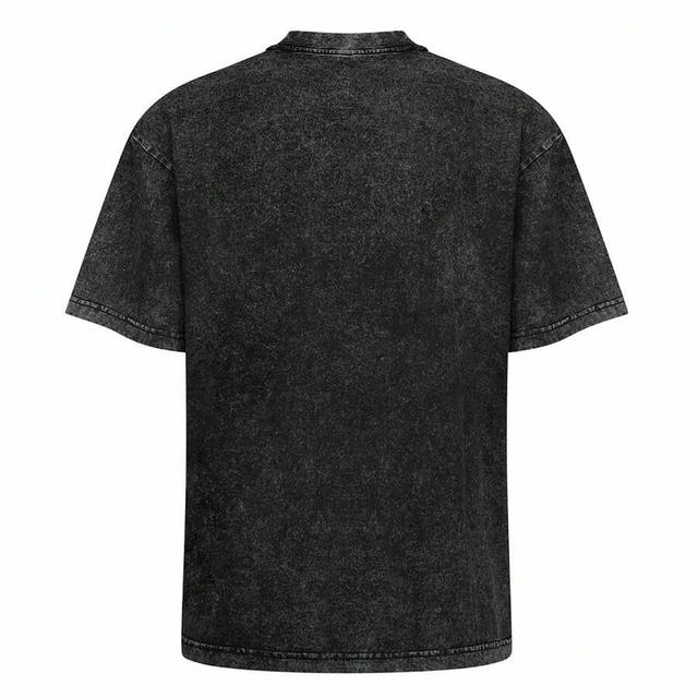acid wash black cotton crew neck t-shirt