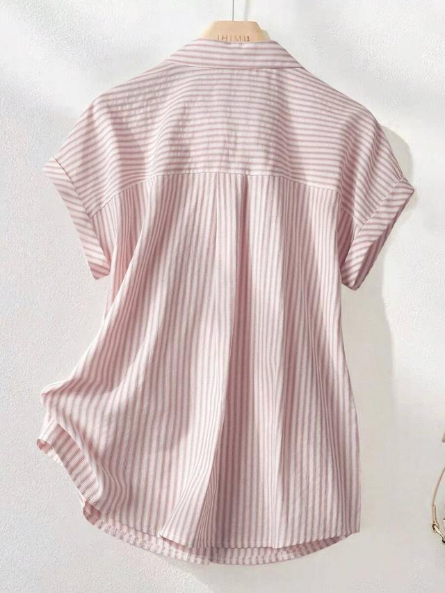 vintage striped pink and white short sleeve shirt