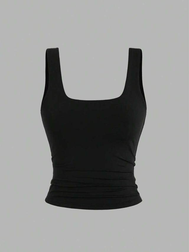 dark green casual camisole with side ruching