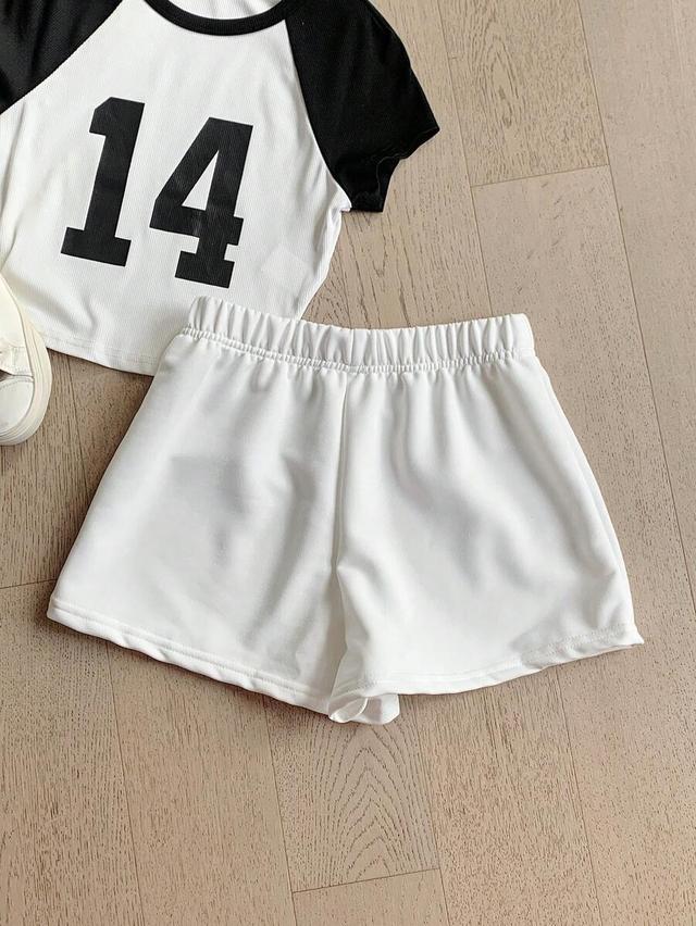 white elastic waist gym shorts