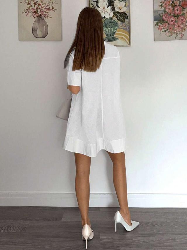 siren gaze all white simple solid color polo mini dress