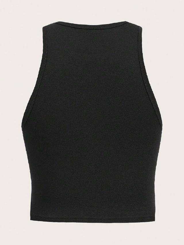black fitted cropped camisole tank top