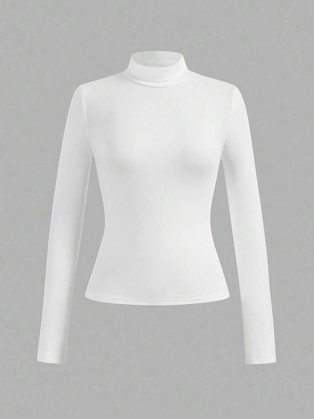 white slim fit turtleneck sweater