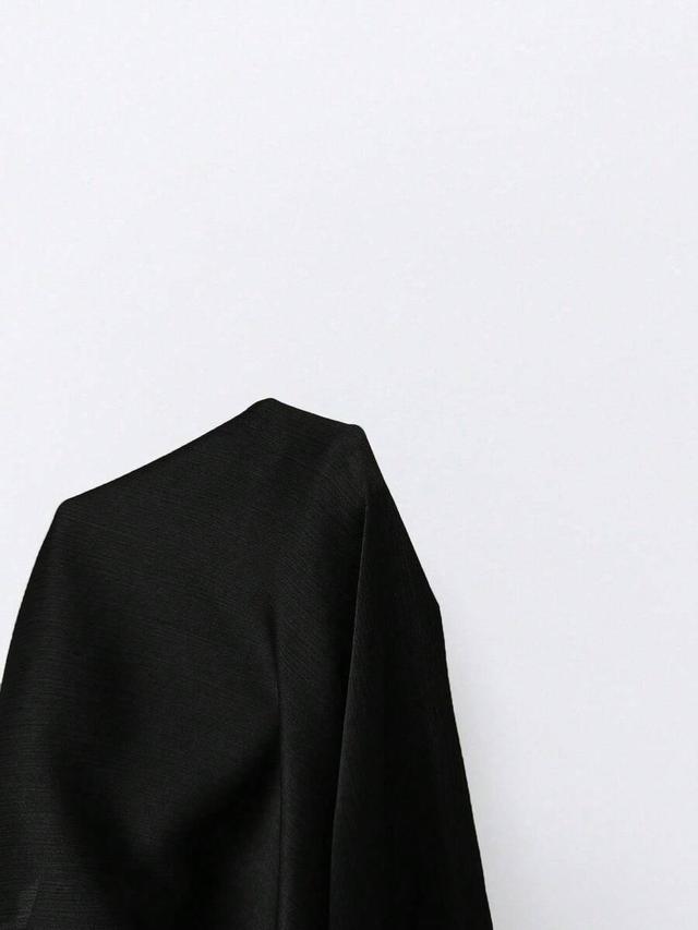 black v-neck tie flare sleeve casual shirt