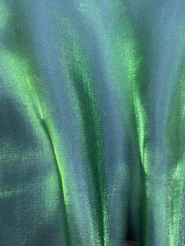 iridescent green iridescent satin high gloss a-line skirt