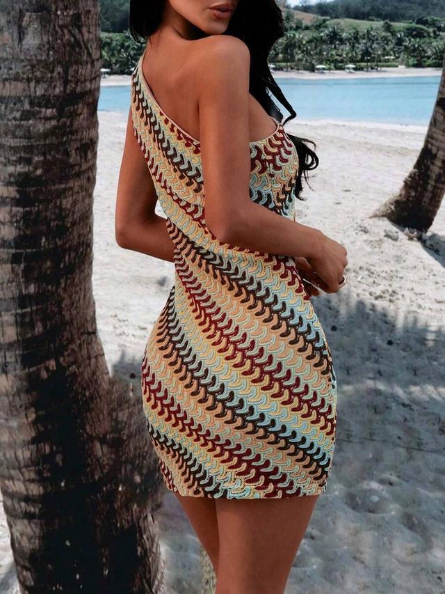 yellow brown bohemian patchwork color-blocking jacquard mini halter sundress