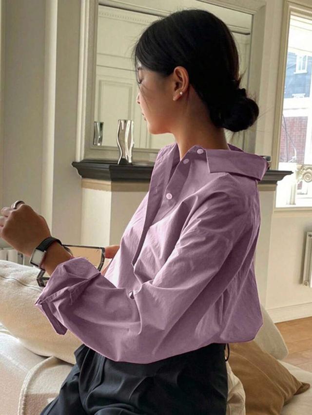 dazy women's cotton loose drop shoulder long sleeve shirt