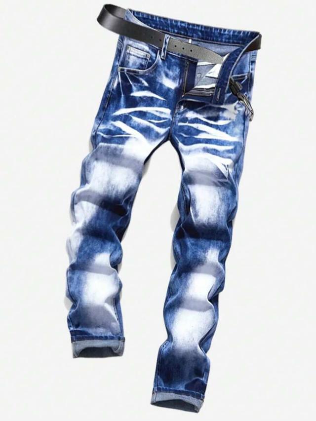 blue wash straight leg stretch denim jeans