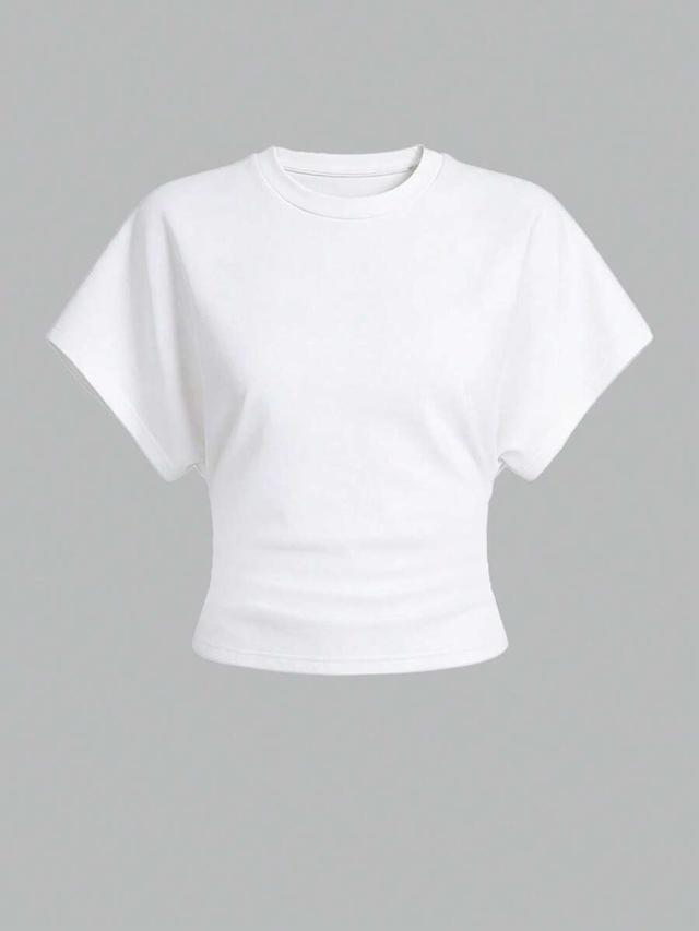 white and white crew neck casual short sleeve t-shirt