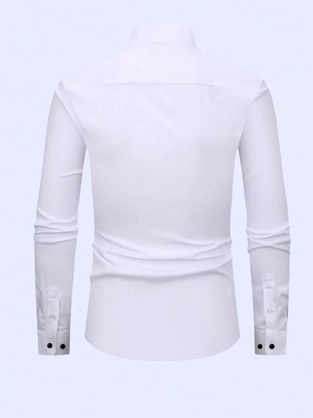 white christmas wedding shirt with black diamond buttons