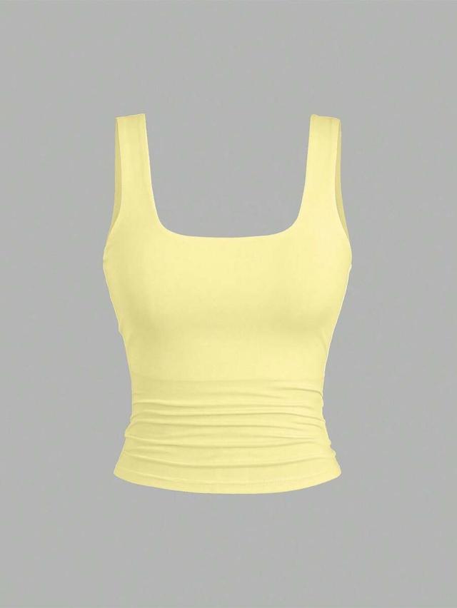 yellow sweetra women's summer casual solid color tank top