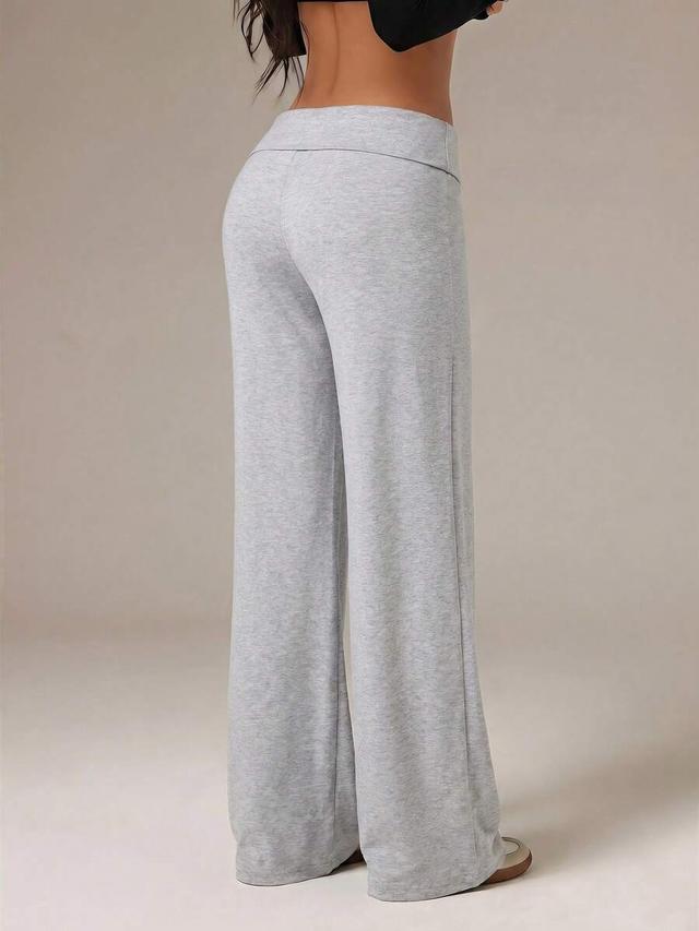 gray high waist wide leg casual lounge pants