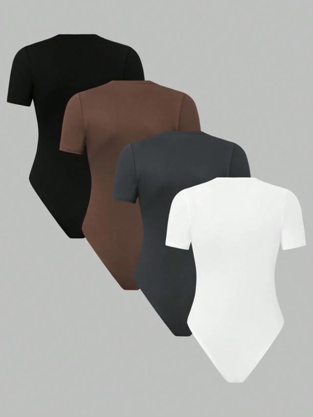 brown short sleeve versatile bodysuit