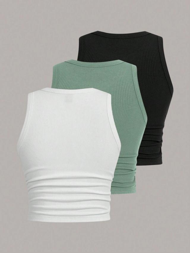 white ribbed knit tank top