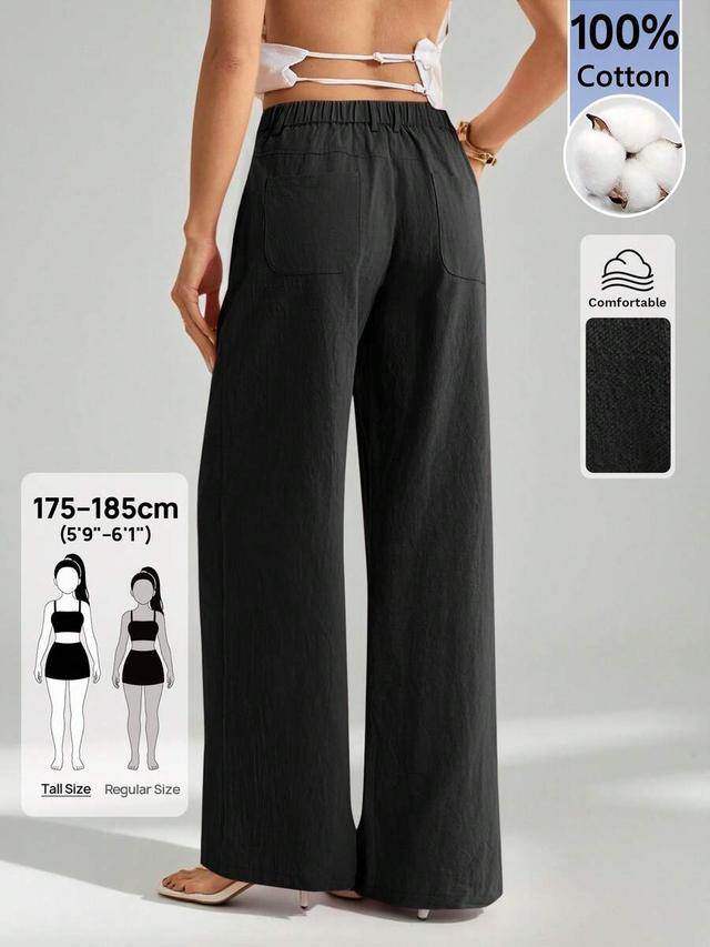 washed cotton low waist straight leg trousers