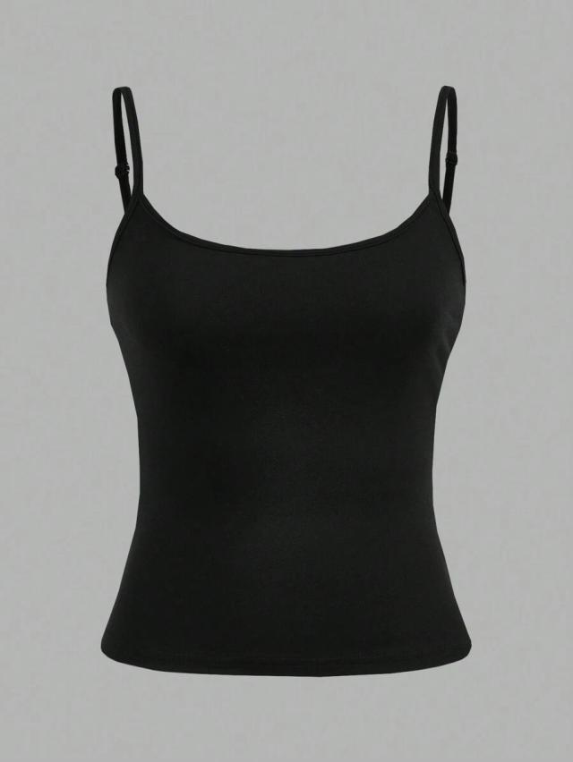 black set of three basic cotton camisole tops