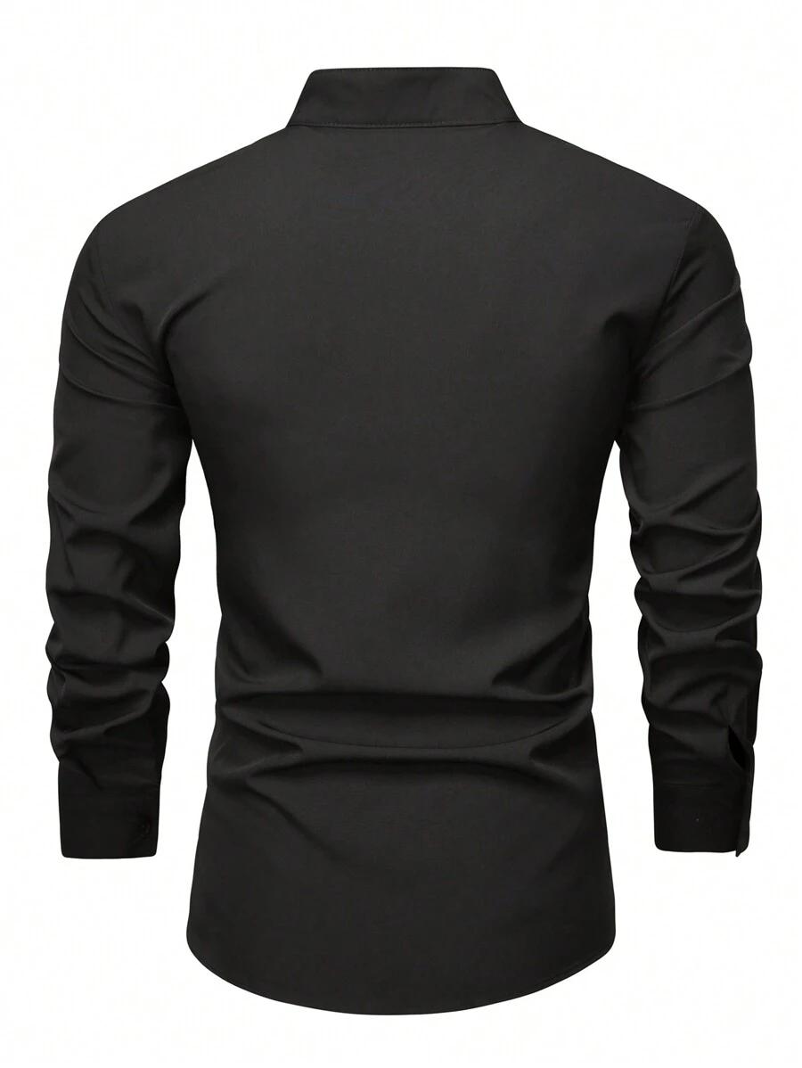 black manfinity mode solid color button front minimalist formal shirt