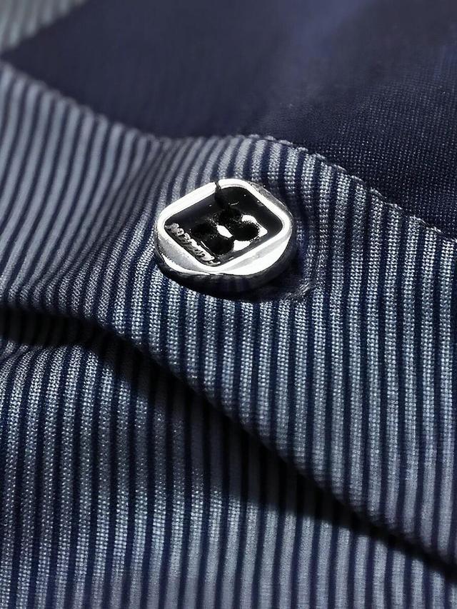 navy men's gray blue grid striped long sleeve shirt