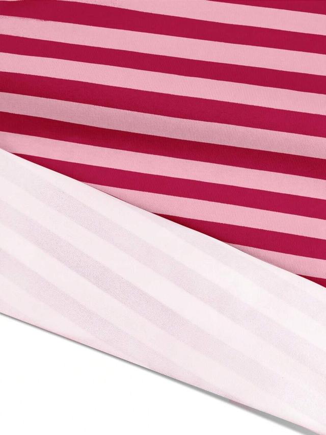 dark pink stripe striped round neck short sleeve top and shorts