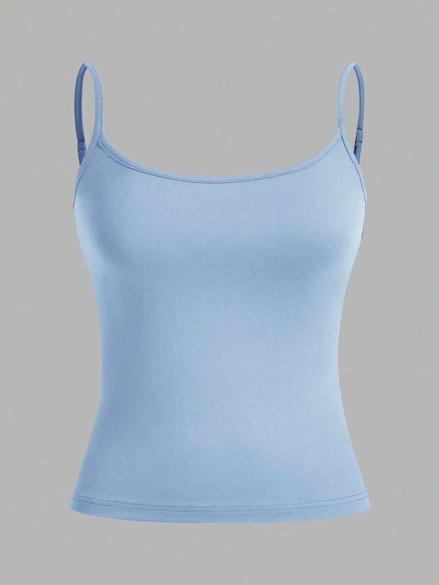 light blue casual slim fit cotton camisole tank top