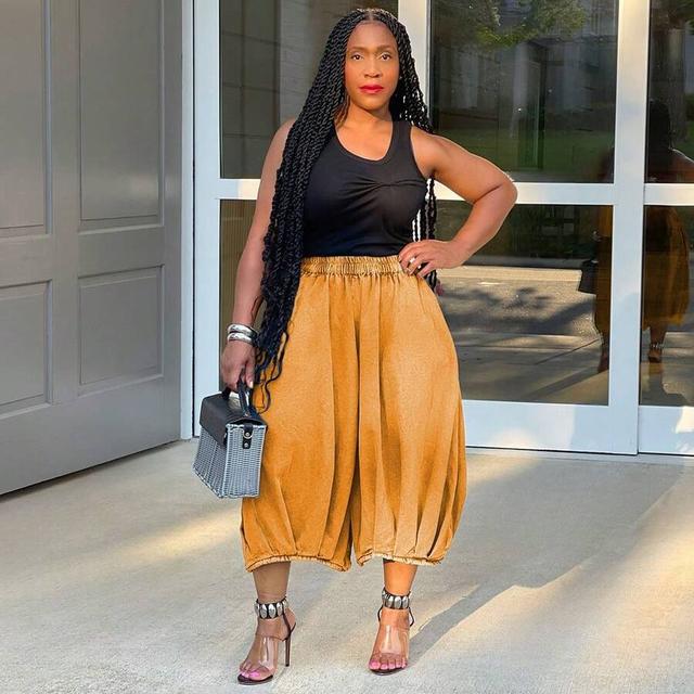 orange high waist balloon culotte pants